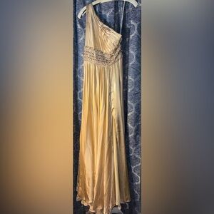 Sherri Hill Gold One-Shoulder Prom Dress